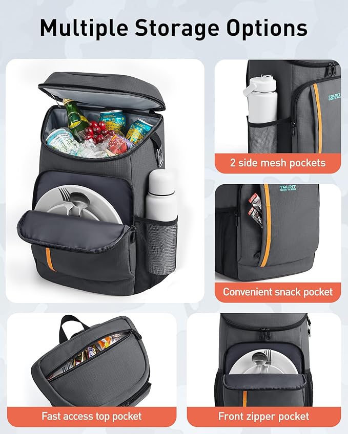 TOURIT Cooler Backpack 30 Cans Lightweight Insulated Backpack Cooler Leak-Proof for Men and Women