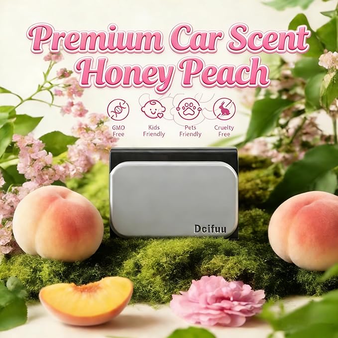 Car Air Freshener - Stone Air Freshener - Car Odor Eliminator - Long Lasting Scent - Car Scent - VISOR CLIP INCLUDED (Honey Peach)