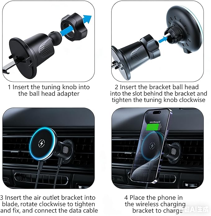 MagSafe Car Mount Charger - 15W Magnetic Wireless Car Charger Vent Dashboard, 360° Rotation Magnetic Phone Holder for Car Charging HandsFree for iPhone 17 16 15 14Pro Max, Gift for Men Women