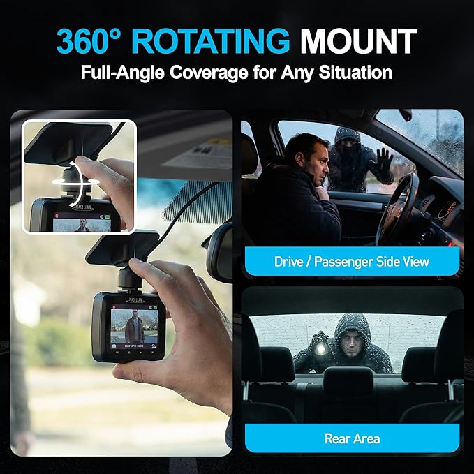 Magellan Dash Cam Front and Rear, 4K+4K Dual Dash Camera for Cars, STARVIS 2 Night Vision, Free 24H Parking Mode Hardwire Kit, Built-in Wi-Fi, GPS, 128GB SD Card Included (DR52)