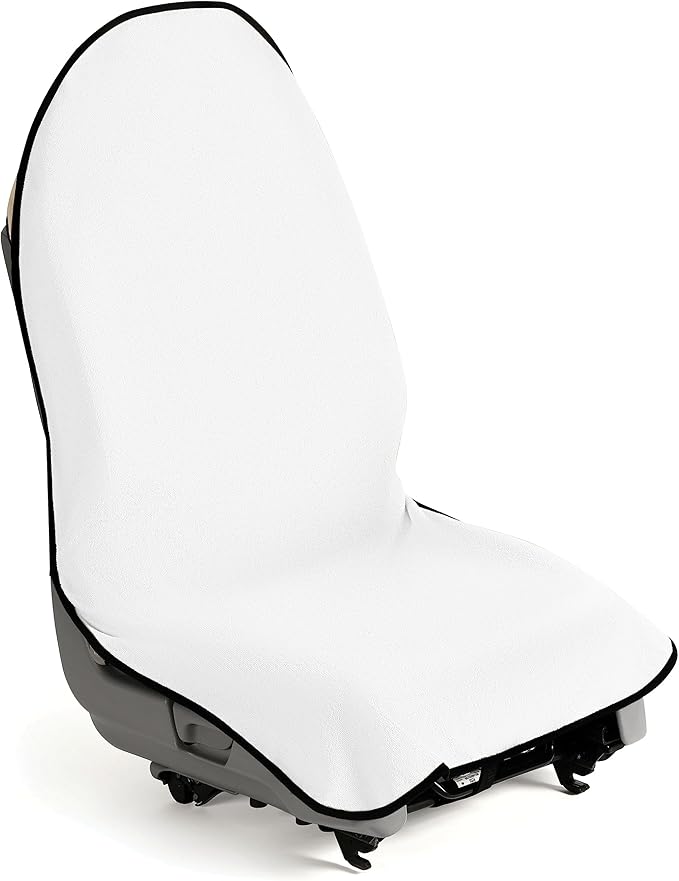 lebogner Waterproof Sweating Car Seat Cover for Post Gym Workout, Running, Swimming, Beach and Hiking, Universal Fit Anti-Slip Bucket Seat Protector for Cars, SUVs and Trucks, Machine Washable, White