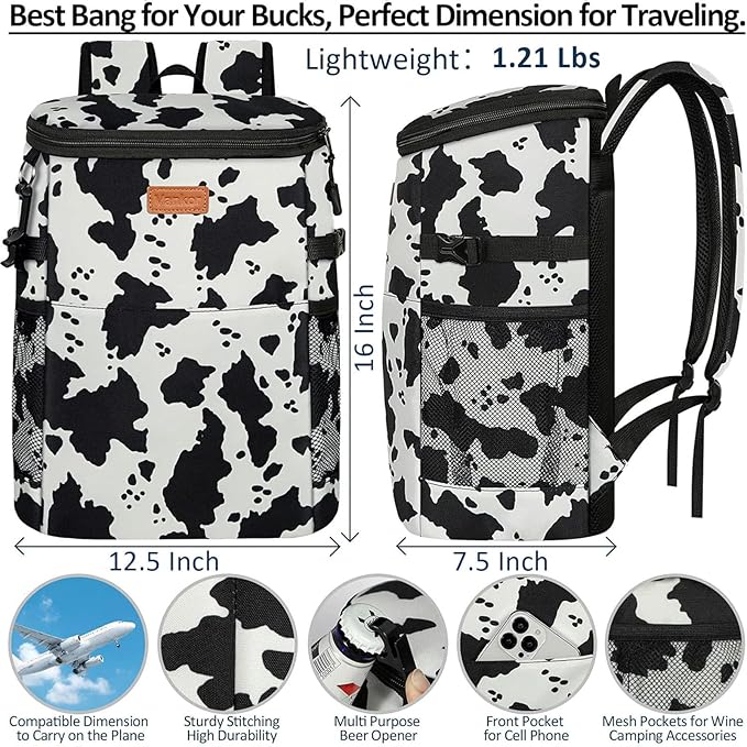 Camping Cooler Backpack 30 45 Cans, Soft Backpack Coolers Insulated Leak Proof Travel Cooler Bag Waterproof Lunch Picnic Beach Work Trip Thermal Bag Drink Beverage Beer Bag Cooler