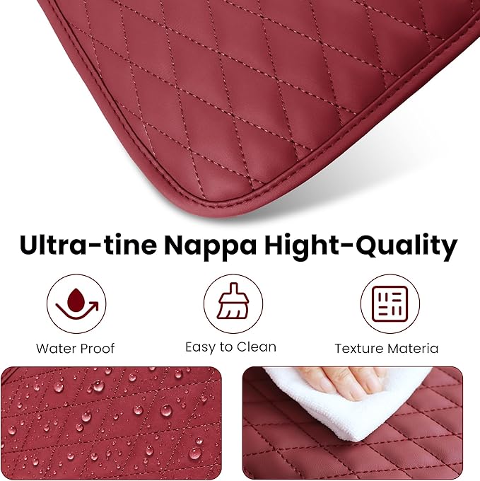 Upgraded Car Center Console Cover,Microfiber Leather Car Armrest Cover Cushion with 2 Storage Bags,Universal Car Armrest Storage Box Car Interior Accessories for Most Vehicles (Wine red)