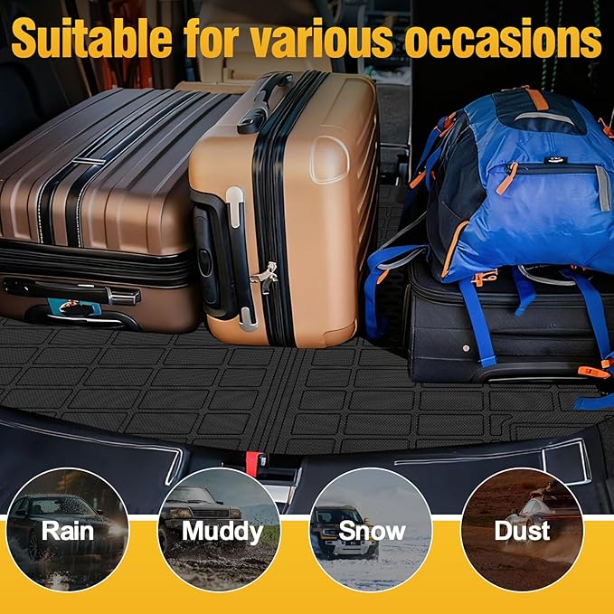 Trunk Liner Cargo Liners for Ford Taurus 2010-2019 Rear Trunk Floor Mats 3D Boot Tray All-Weather TPE Black
