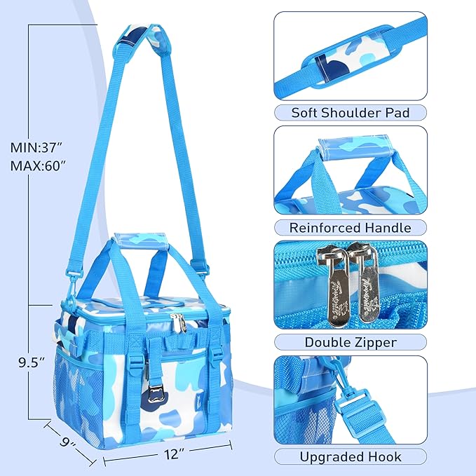 Tirrinia Soft Cooler Bag 24 Cans, Insulated Leakproof Portable Cooler with Lightweight & Adjustable Strap - Small Beach Cooler for Camping, Travel, Car, Picnic, Lunch Cooler Box