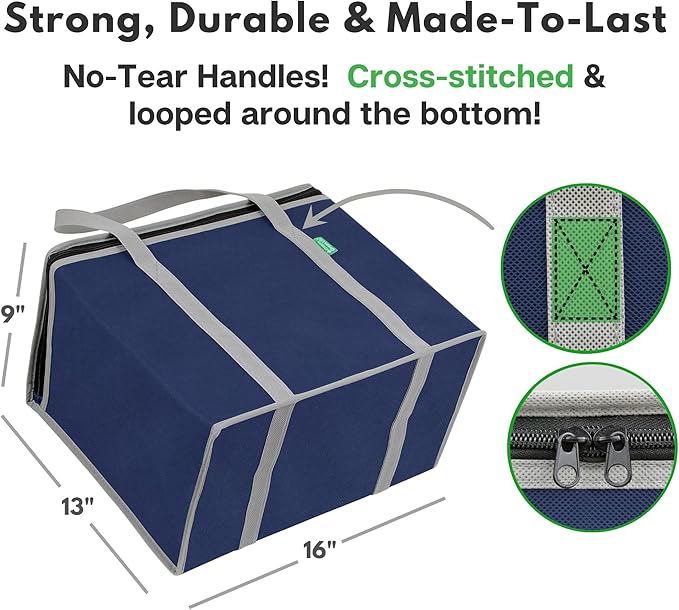 Creative Green Life XL Insulated Reusable Grocery Bags (2-Pack) - Premium Quality Cooler Bags with Hard Bottom Insert, Stands Upright, Washable