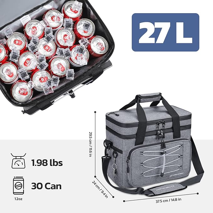 Maelstrom Portable Collapsible Soft Cooler Bag – 24/30/60 Cans Double-Deck Leakproof Ice Chest for Beach, Camping & Grocery