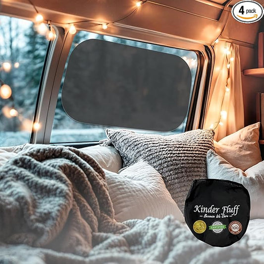 Car Window Shades - Certified 99.79% UVA & 99.95% UVB sun protection. Award winning car sun shade for side windows. 4 Pack (2 Transparency options) 25" x 16" -window shade for car baby by Kinder Fluff