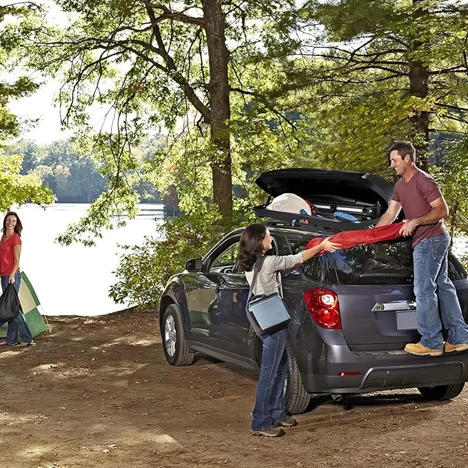 Garvee Heavy Duty Hard Shell Roof Top Cargo Carrier - 69(L) x33(W) x11(H) Waterproof Lockable Storage Box Capacity 165 Lbs 17 Cu Ft - Tool-Free Install- Fits SUV, Truck, Van