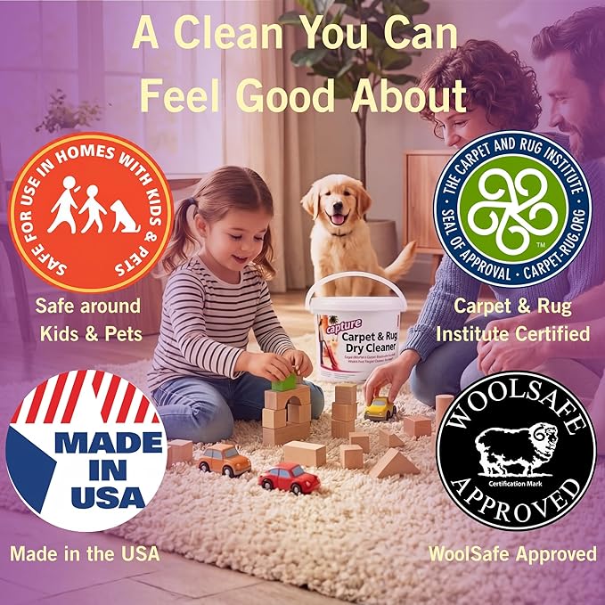 Capture Carpet & Rug Dry Cleaner w/Resealable lid - Home, Car, Dogs & Cats Pet Carpet Cleaner Solution - Strength Odor Eliminator, Stains Spot Remover, Non Liquid & No Harsh Chemical (4 Pound)