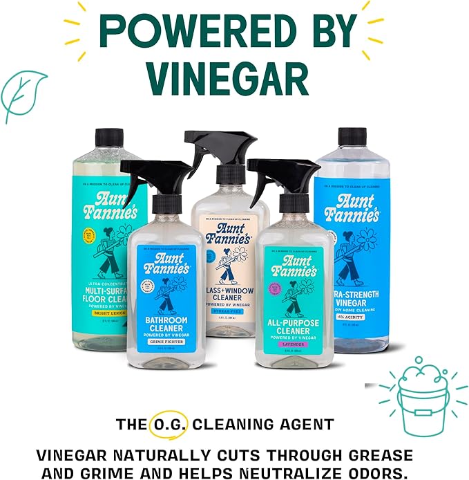 Aunt Fannie's Extra Strength Cleaning Vinegar, Multipurpose Household Cleaner, No Added Scents, Dyes, or Other Additives, 32 oz, Pack of 6