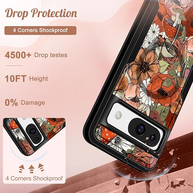 for Google Pixel 8A Case 6.1 Inch - Compatible with MagSafe Women Girls Cute Magnetic Protective Cover Girly Mushroom Flower Heavy Duty Shockproof Design for Google Pixel 8A Phone Cases