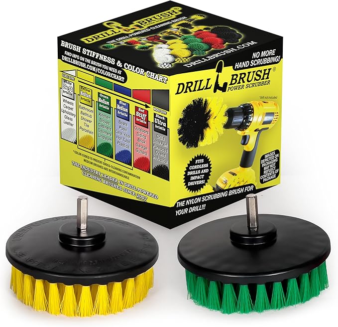 Kitchen Accessories - Pot Cleaning- Cleaning Supplies - Drill Brush - Power Scrubber Kitchen and Bathroom Brush Set - Spin Brush - Bath Mat - Soap Scum, Mineral Deposits, Calcium, Hard Water Stains