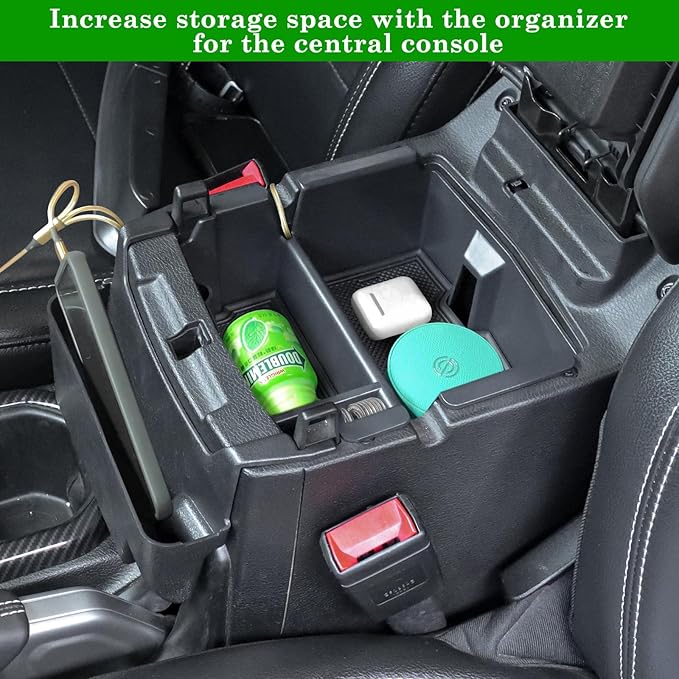 Eamplest 4PCS Center Console Organizer for 2024 2025 2026 Jeep Wrangler JL JLU 4XE and Gladiator JT Accessories Gear Shift Side Tray Organizer,Hanging Armrest Storage Box