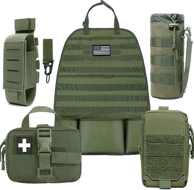Upgrade 1000D Molle Seat Back Organizer with Pouches, Tactical Molle Vehicle Panel Car Seat Cover Protector Seat Back Organizers