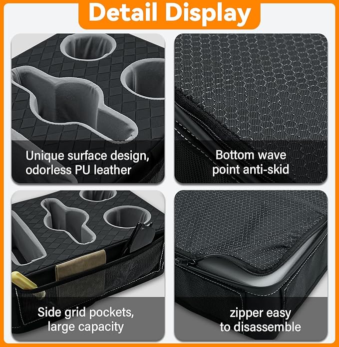 Car Cup Holder, Back Seat Cup Holder for Car, Truck Bed Organizer Boat Couch Bottle Holder Tray Expander Automotive Rear Seat Storage Accessories Pu Leather Fit for Coffee Drink Food