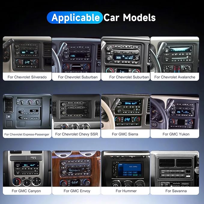 Car Stereo for Chevrolet Silverado Tahoe Suburban 2003-2006, for GMC Siera 2003-2007 Canyon, for Hummer H2 2003-2007 Wireless Carplay Android Auto,7'' Touch Scree Radio with GPS SWC Backup Camera