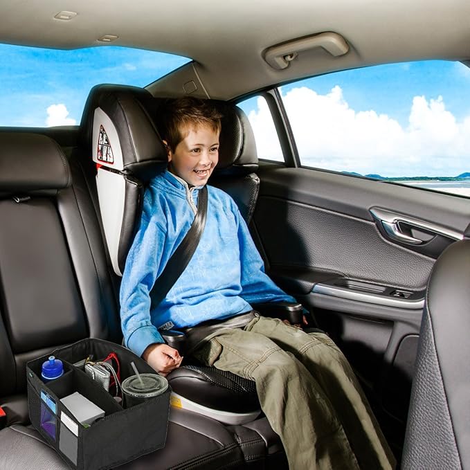 Lebogner Luxury Car Organizer - Front Seat & Backseat Organizer, 4 Inside, 6 Outside Pockets, Easy Fold Design