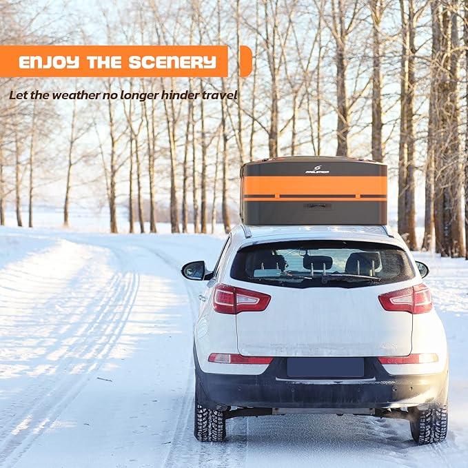 Maelstrom Rooftop Cargo Carrier,Car Roof Bag,21 Cubic Feet Waterproof Roof Rack Cargo Carrier,Tear Resistant Vehicle Cargo Carrier,Black with Orange