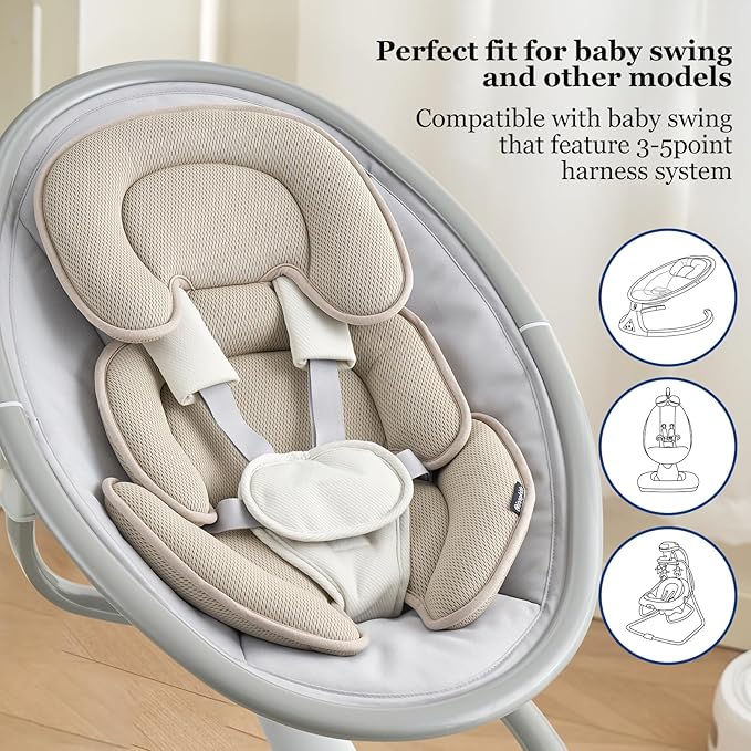 Innokids Head and Body Support Pillow Infant Car Seat Insert for Newborn to Toddler Stroller Cushion (Beige)