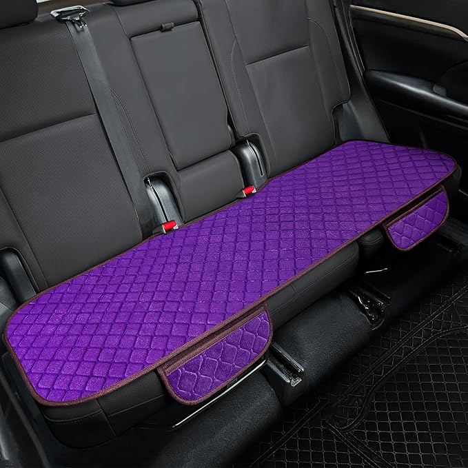 surpassme Comfortable Car Seat Covers Universal Back/Brench Seat Coves for Car Accessories with Storage Pockets, Padded Car Interior Covers for Automotive, SUV, Truck, and Van(Purple)