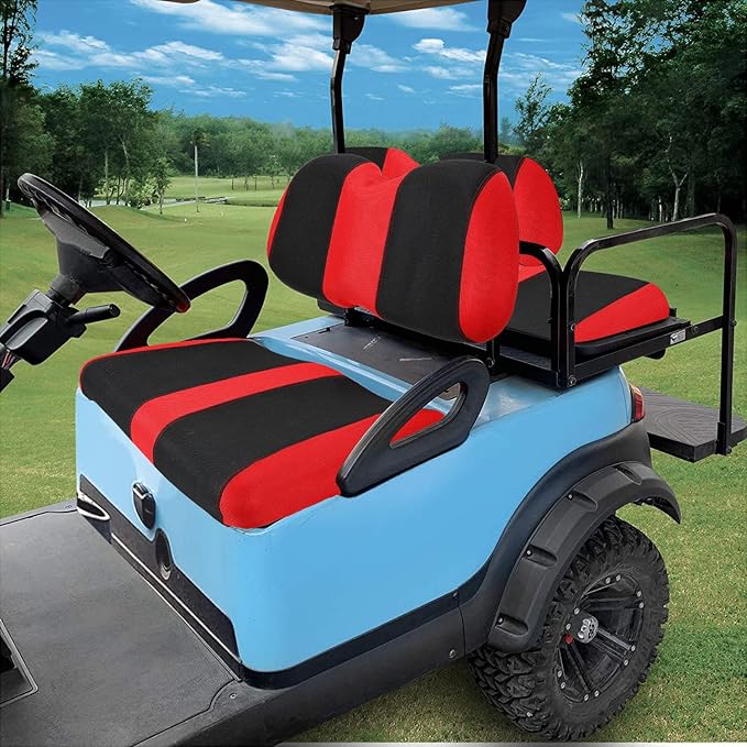 Golf Cart Front and Back Seat Covers for Club Car Precedent 4 Passenger Models,Breathable Washable Polyester Mesh Seat Cover Red
