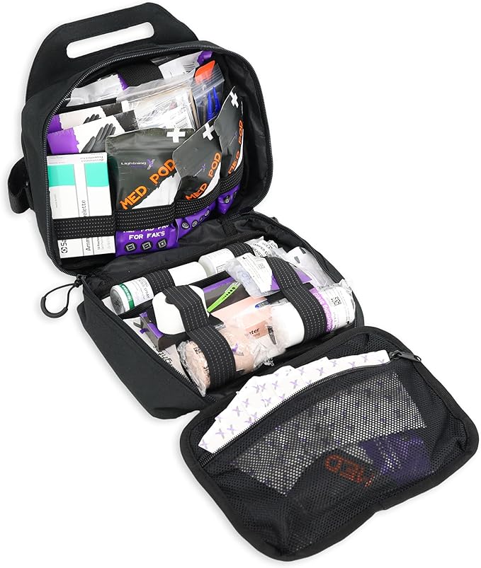 Lightning X Premium Rip-Away Individual First Aid Kit for Vehicle Head Rest - Stealth Black