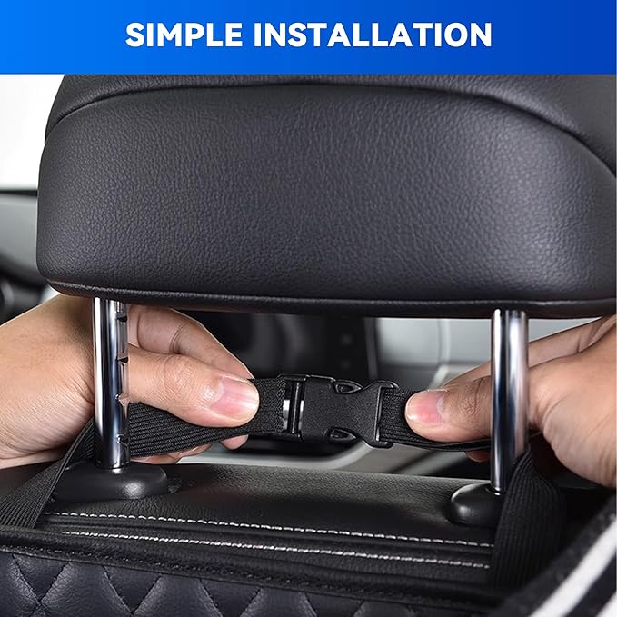 Car Back Seat Organizer, Waterproof PU Leather Car Seat Back Hanging Bag, Multifunctional Car Storage Bag Vehicles Interior Accessories for Adults, Universal for Most Cars (Beige)