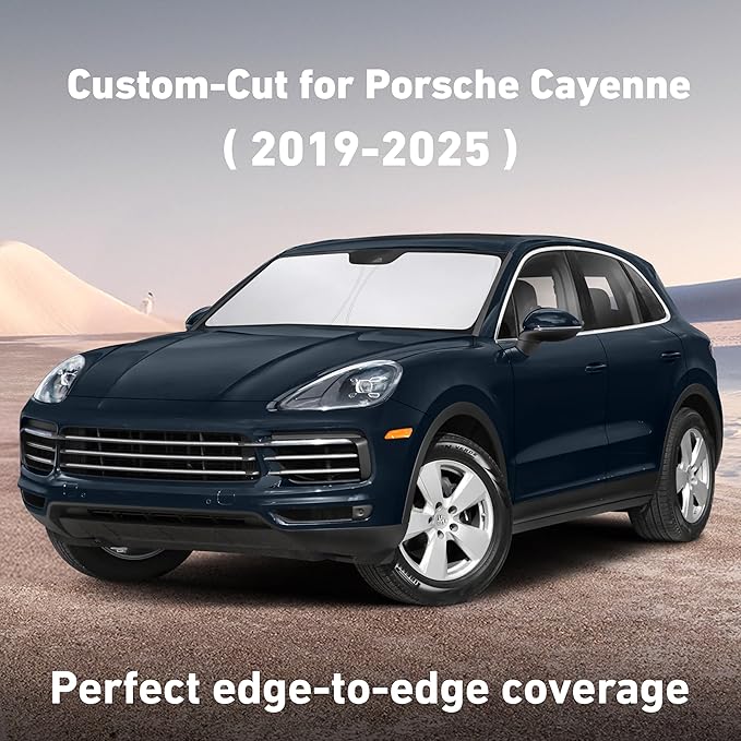 EcoNour Windshield Sunshade Compatible for Porsche Cayenne 2019-2023 2024 2025, Sun Visor for Front Windshield & Window Sun Shade Cover, UV Heat Blocker & Protector, Car Accessories