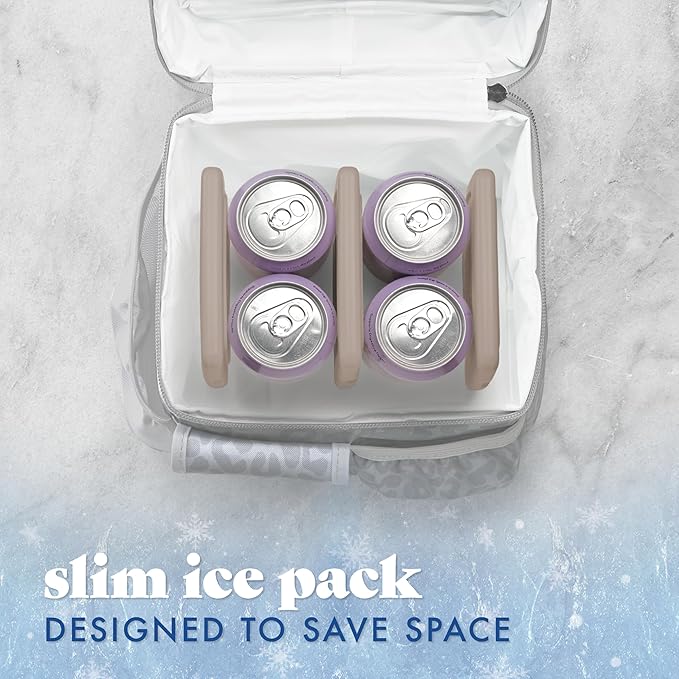 Cool Coolers by Fit & Fresh Slim Ice Packs, Quick Freeze Reusable Ice Packs for Lunch Boxes & Coolers, Long-Lasting, Space Saving Lunch Ice Packs, Taupe, 4Pk