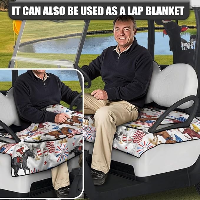 Biyejit Golf Cart Seat Covers with 4 Pockets Golf Cart Seat Towel Blanket Fits 2-Seat Golf Carts, Golf Cart Accessories