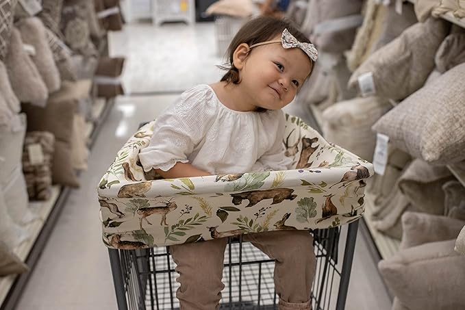 Pobi Baby Premium Multi-Use Cover - Nursing Cover, Baby Car Seat Covers, Shopping Cart, High Chair, and Breastfeeding Cover - Ultra-Soft, Stretchy, Woodland Scarf for Baby and Mom (Wildlife Animal)
