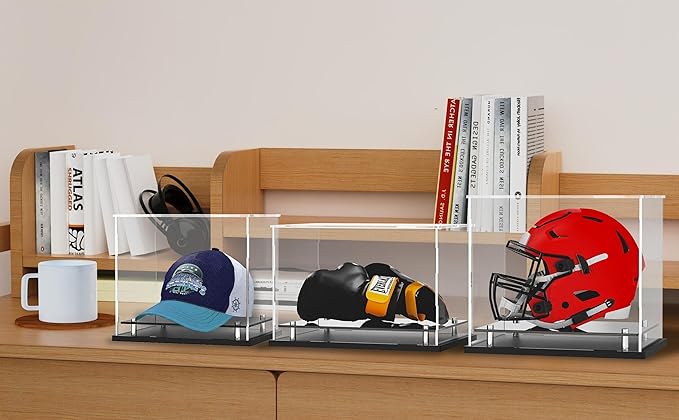 Clear hat Display case for Baseball,Acrylic Cap Holder Stand for Baseball, Football or Snapback Caps,Mini Helmet.Baseball Cap Display case with Metal feet Base(mountable)