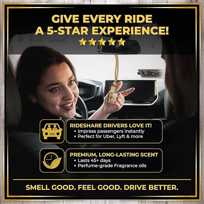 Urban Naturals Car Air Freshener Smoked Vanilla Scent Diffuser, Long Lasting Car Fresheners Made in USA, Odor Eliminating Technology, Hanging Auto Accessories + Vent Clip (1 Pack)