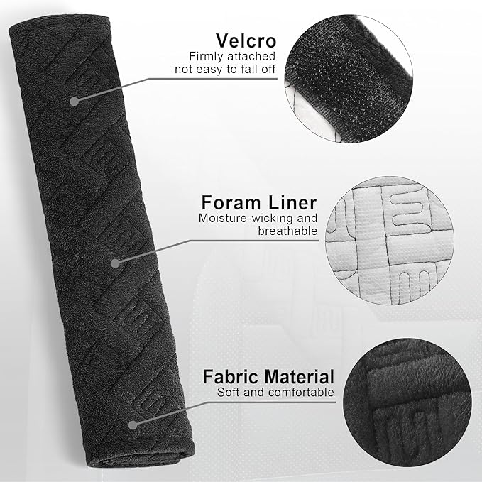 JUSTTOP 2-Pack Universal Car Seat Belt Pads Cover for A More Comfortable Driving, Seat Belt Shoulder Strap Covers Harness Pad for Car Interior Accessories(Black)