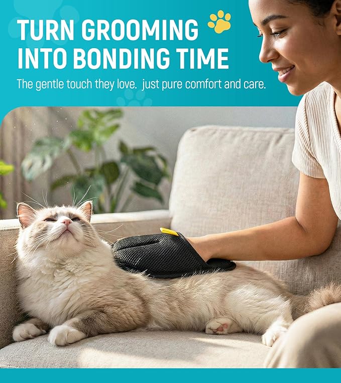 Pet Hair Removal Glove for Dogs & Cats - Upgraded Reusable Electrostatic Pet Hair Glove, Pet Hair Remover Tool for Laundry, Couch, Carpet & Car Seat, Gentle Grooming Mitt