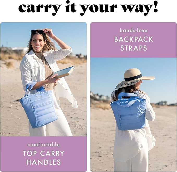 Fit & Fresh Mari Cooler Backpack for Women, Insulated Leakproof Soft Cooler Bag (12 Can), Lunch Tote, Beach Cooler, Lightweight Travel Picnic Tote, Cornflower