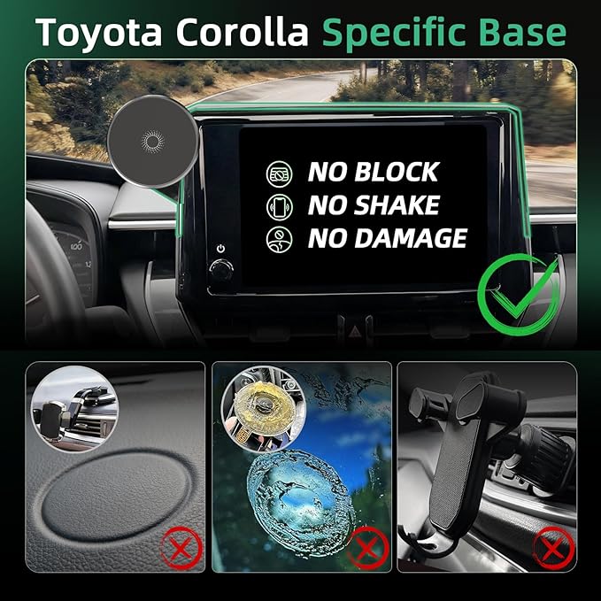 Phone Mount for Toyota Corolla (2019-2026,8" Screen) / Corolla Hatchback (19-26) / Corolla Cross (2022-2026), 15W Wireless Charger, Magnetic Phone Holder, 360° Adjustable, with Storage Box, 2023 2024