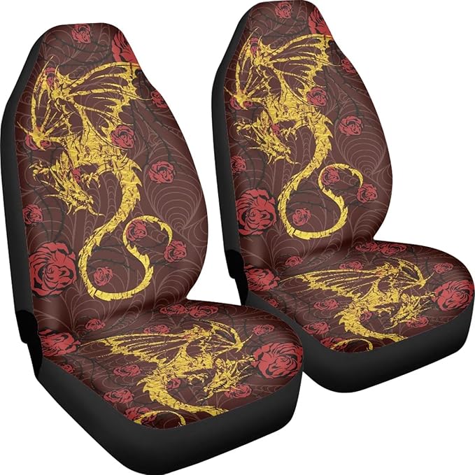 Cool Dragon Print Car Seat Covers Set of for 2 Front Seats,Auto Accessories Protectors Decor Universal Fit for Car Truck SUV