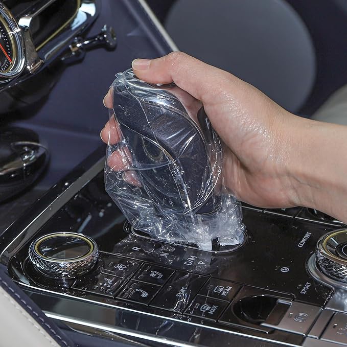 Lawei Sef of 400 Disposable Steering Wheel Covers and Gear Selector Shifter Knob Covers, Universal Plastic Transparent Car Steering Wheel Covers with with Elastic Bands, Disposable Gear Shift Cover