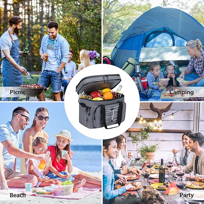 Maelstrom Portable Collapsible Soft Cooler Bag – 24/30/60 Cans Double-Deck Leakproof Ice Chest for Beach, Camping & Grocery