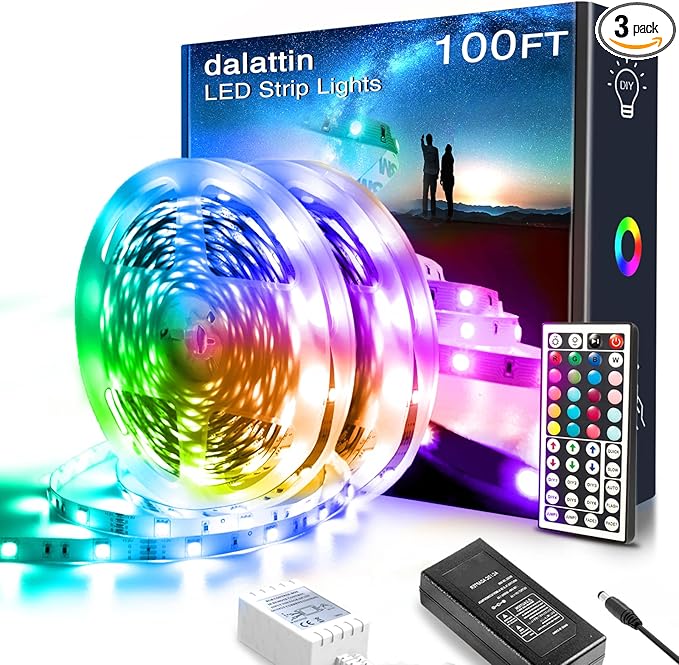 dalattin 100ft Led Lights for Bedroom Led Strip Lights Color Changing Lights with 44 Keys Remote,2 Rolls of 50ft