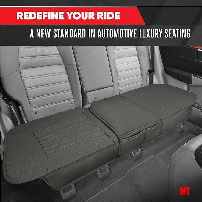 Motor Trend Rear Seat Protector for Cars, SUVs & Trucks – Nappa Leather Bench Cover Protector - Car Seat Cover for Kids, Pets & Baby - Durable Back Seat Protector, Gray Universal Fit Bottom Coverage