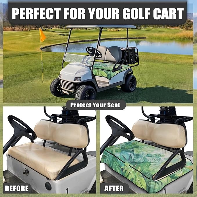Biyejit Golf Cart Seat Covers with 4 Pockets Golf Cart Seat Towel Blanket Fits 2-Seat Golf Carts, Golf Cart Accessories