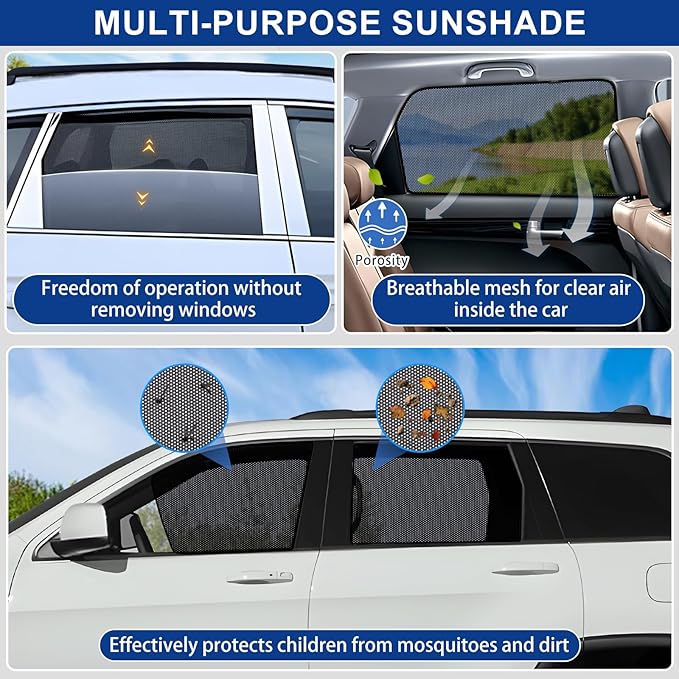 XCBYT Car Window Shades for 2014-2020 Grand Cherokee (Not for Grand Cherokee L) Sun Shade for Car Baby Side Window with Breathable Mesh Blocking 99% UV Glare and Privacy Protection for Safe Driving