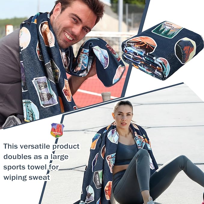 Tallew Back Seat Towel Cover for Car Athletic Running Towel Microfiber Bench Seat Cover for Pets Post Workout Sweat Washable Non Slip Automotive Backseat Protector for Outdoor Sport Camping Mat