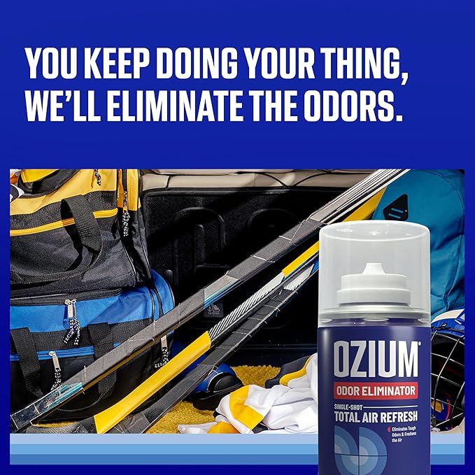 OZIUM® Air Freshener Odor Eliminator, 2oz Single Shot Total Air Refresh & Car Air Freshener – Original – 4 Pack
