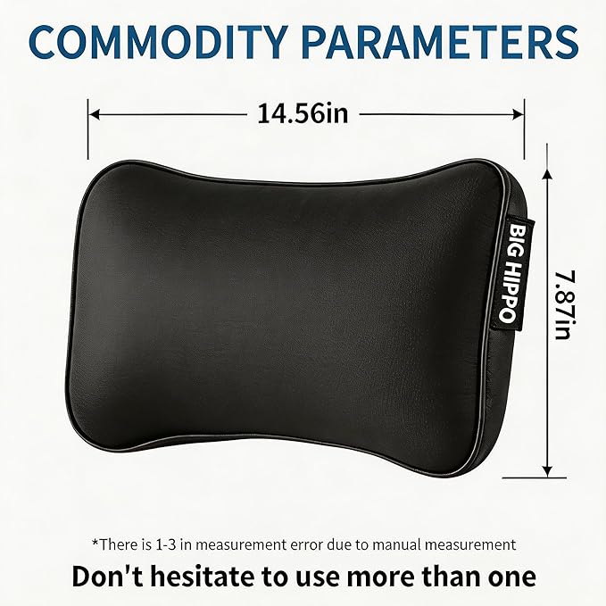 Big Hippo Lumbar Support Pillow for Car & Office Chair - Memory Foam Back Cushion for Lower Back Pain Relief, Ergonomic Back Support with Breathable Cover for Home, Truck, Wheelchair