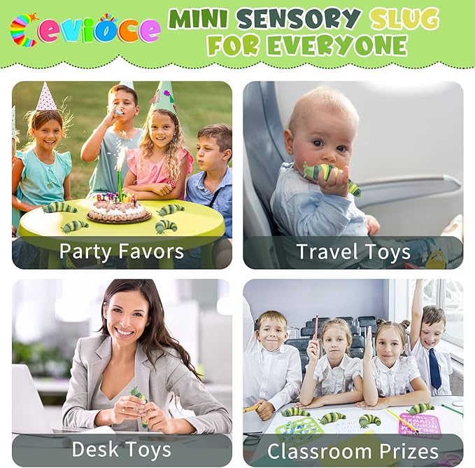 Cevioce Sensory Slug Fidget Toys,Mini Fidget Slug Toys for Adults & Kids Party Favors,1Pc Cute Autism Sensory Toys for Autistic Children,Toddler Toys Age 3+ Easter Basket Stuffer for Kids