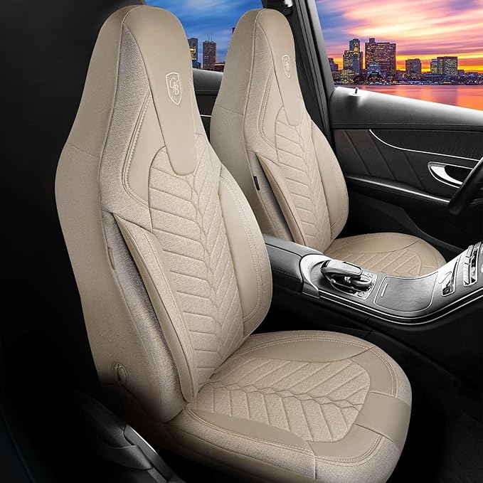 Premium Car Seat Covers Front Seat - Linen Car Seat Cover for SUV, Cars, Most Pickups, Beige, Car Seat Protector, Car Seat Covers Front Seats, Car Seat Protector